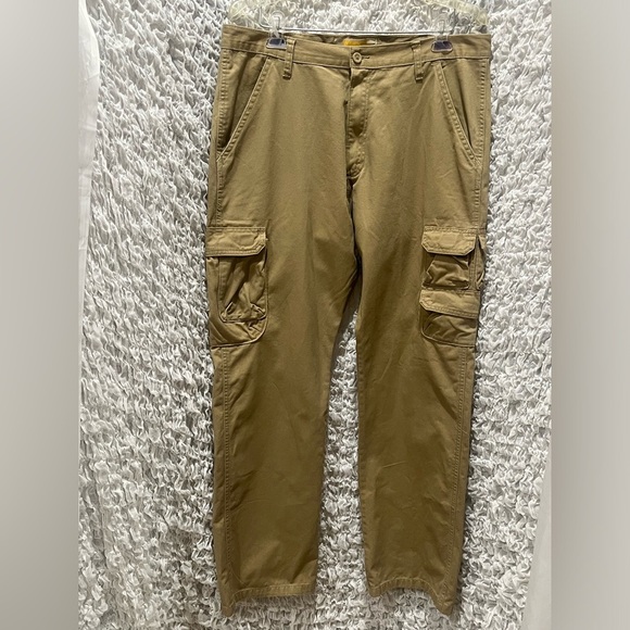 WRANGLER CARGO KHAKI PANTS, Y2K MENS UTILITARIAN STYLE. SIZE 36/32 - Picture 1 of 7